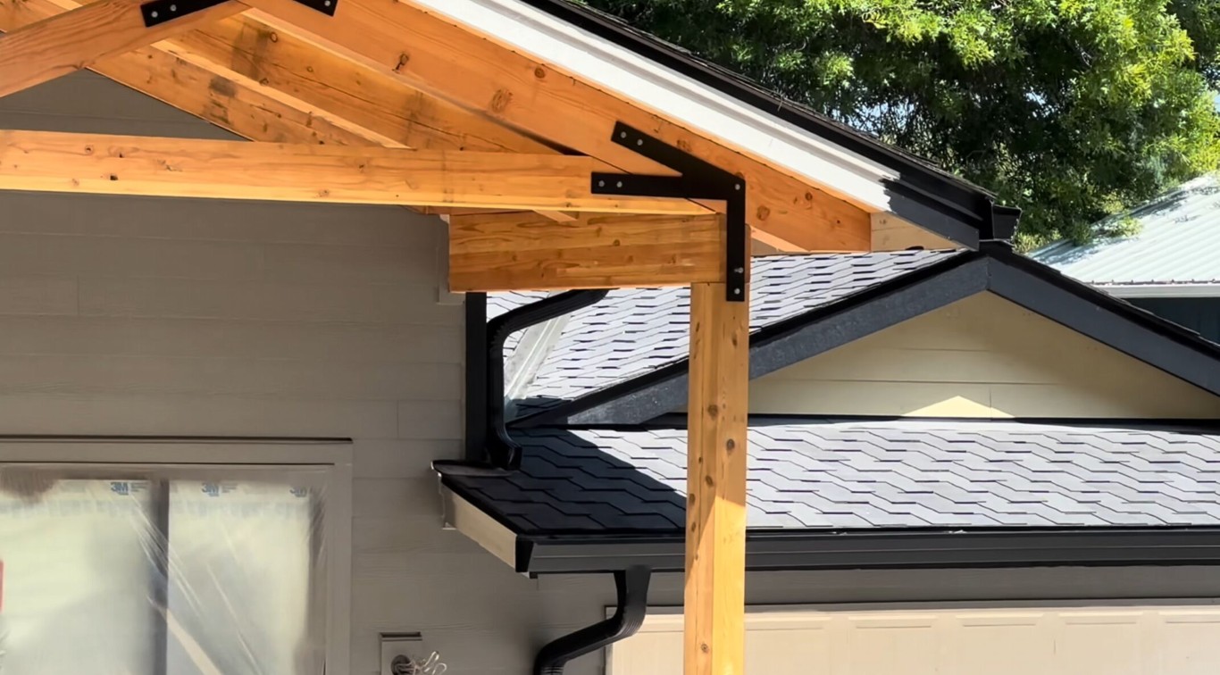 Detailed view of gutter and roofing installation in Woodland, CA